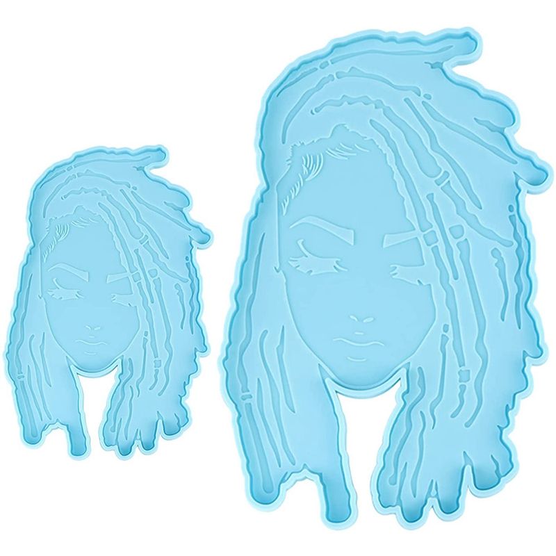 JAERBEE Dread Girl Coaster Resin Mold, Female Head Type Cup Mat Molds for Resin Casting, Silicone Molds for Making Coaster Craft