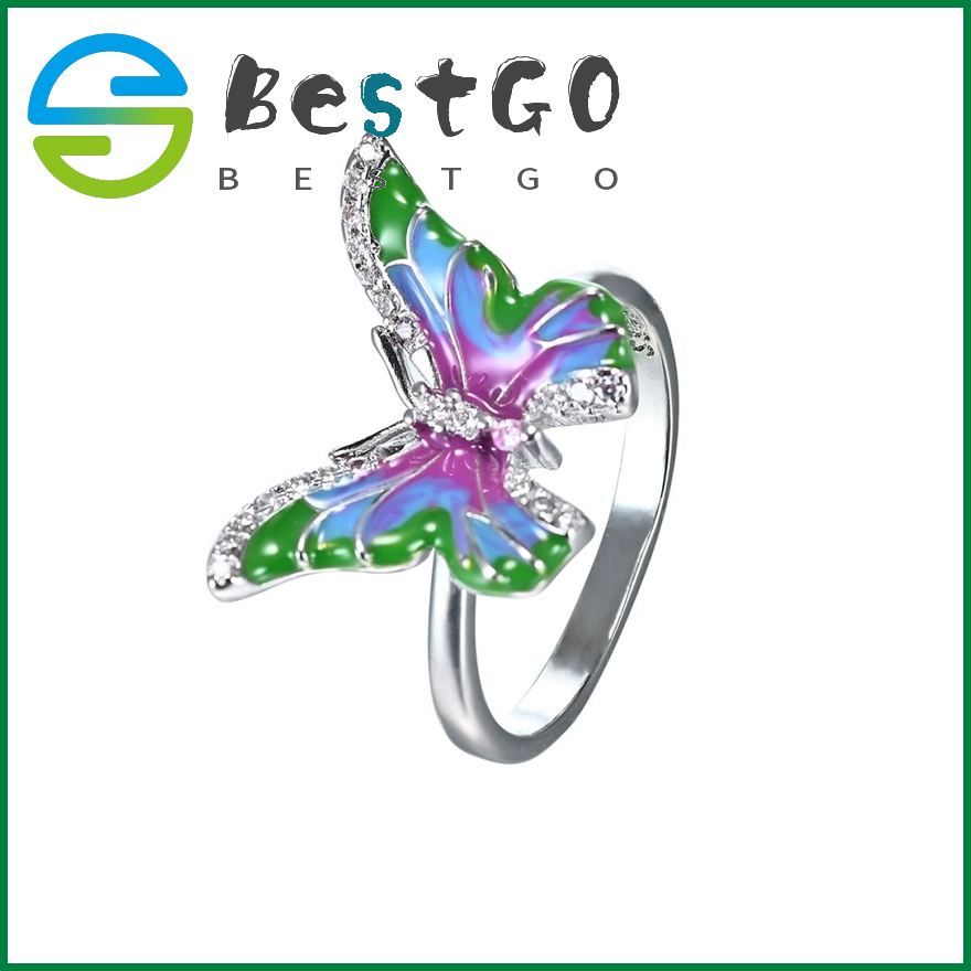 Necklace Seven-Color Epoxy Butterfly Ring Enamel Paint Earrings European And American Banquet Pendant Set