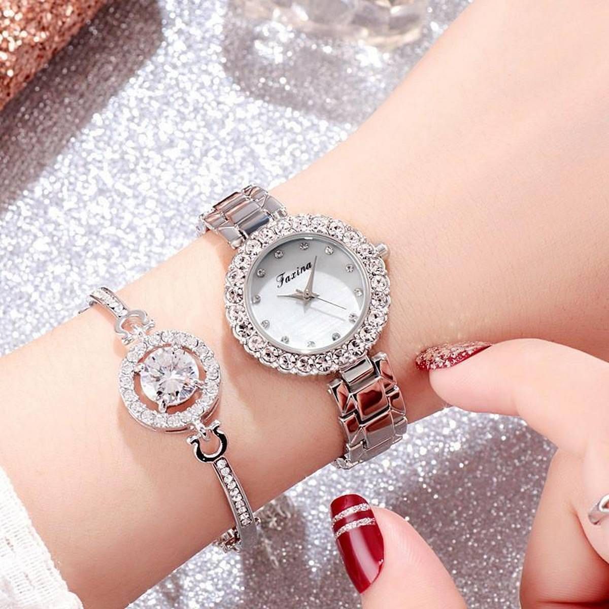OIMG Women Diamond Watch Student Girls Quartz Jewelry Buckle Wristwatch Ladies Clock