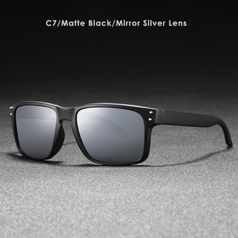 C7Polarized with CaseKDEAM Sport Men Polarized Square Sun Glasses Outdoor Women Eyewear 2021 Summer mirror Sunglasses UV400 With Case 7 Colors