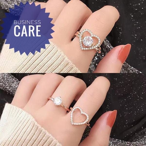 Wedding Ring Rhinestone Inlaid Exquisite Rhinestone Inlaid Ring 2pcs