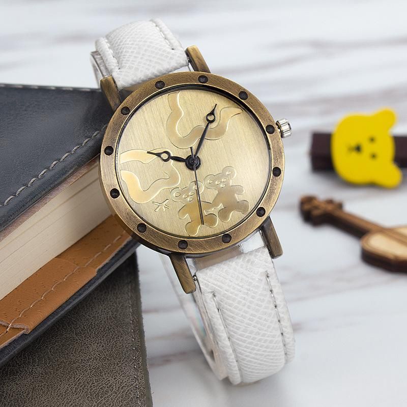 【BestGO】Children'S Watch Three Cubs Retro Watches Middle School Watches Cute Korean Fashion Pop Watch Men Women Watches Bayan Kol Saati Smart Mens Top Brand Luxury Ladies Reloj Saat Horloges Mannen Automatic Digital Sport Montre Femme