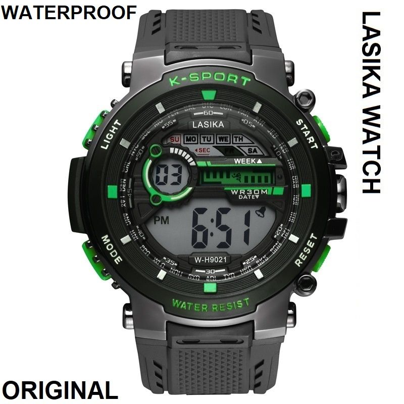 LASIKA  Water Resistance/ Waterproof 30m Silicon Digital Watch for Men-GREEN