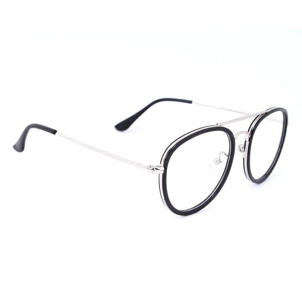 NEW ROUND Eyeglasses SILVER METAL Frame Anti Blue Ray