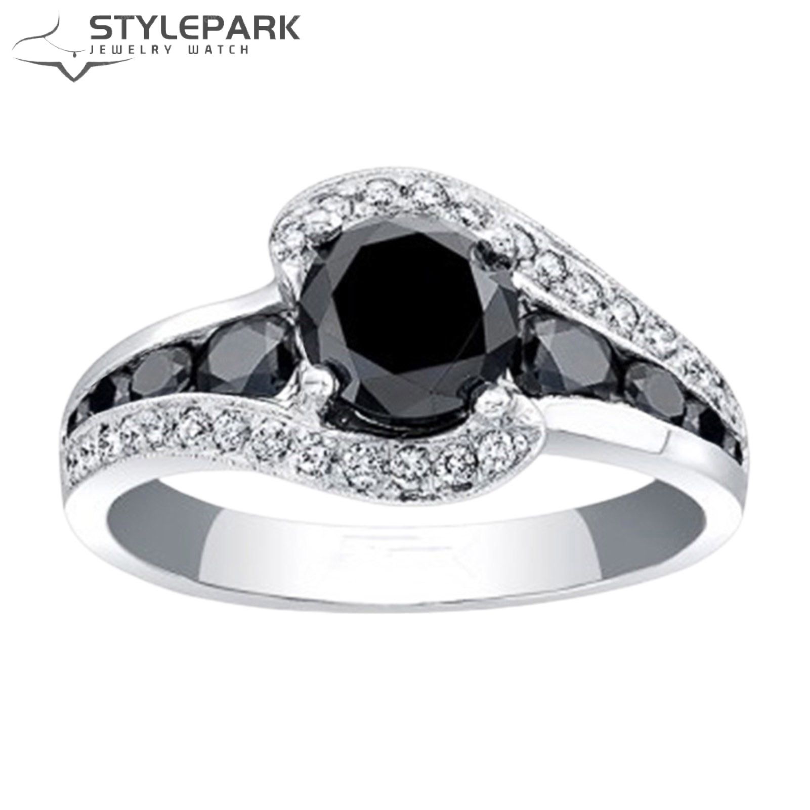 Finger Ring Geometric Black Cubic Zirconia Jewelry Fashion Appearance Exquisite Finger Ring for Wedding