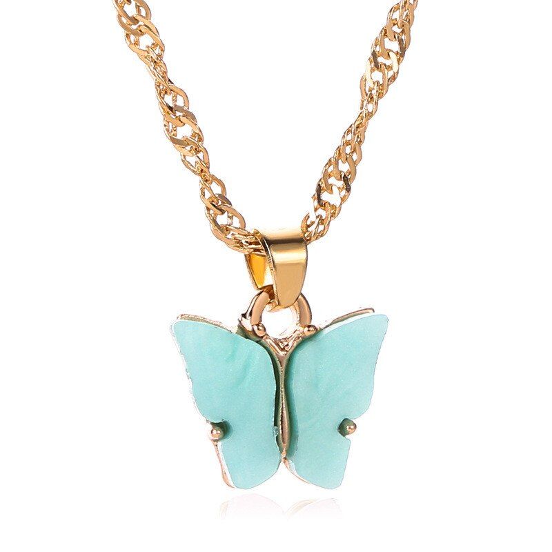 Modyle 2020 New Women Jewelry Butterfly Pendant Necklace Female Rhinestone Shining Statement Crystal Charms Choker Necklace Gift