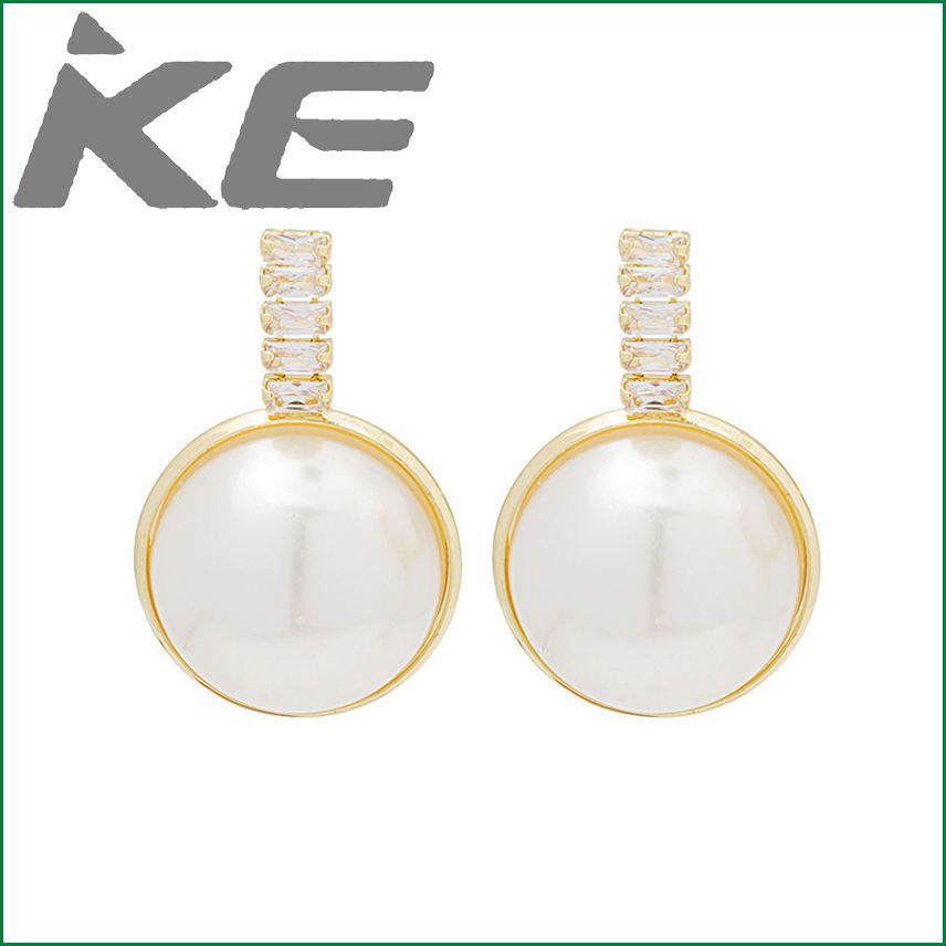 Needle Elegance Large Pearl Super Flash Zircon Earrings Design Earrings for gilrs for women low price