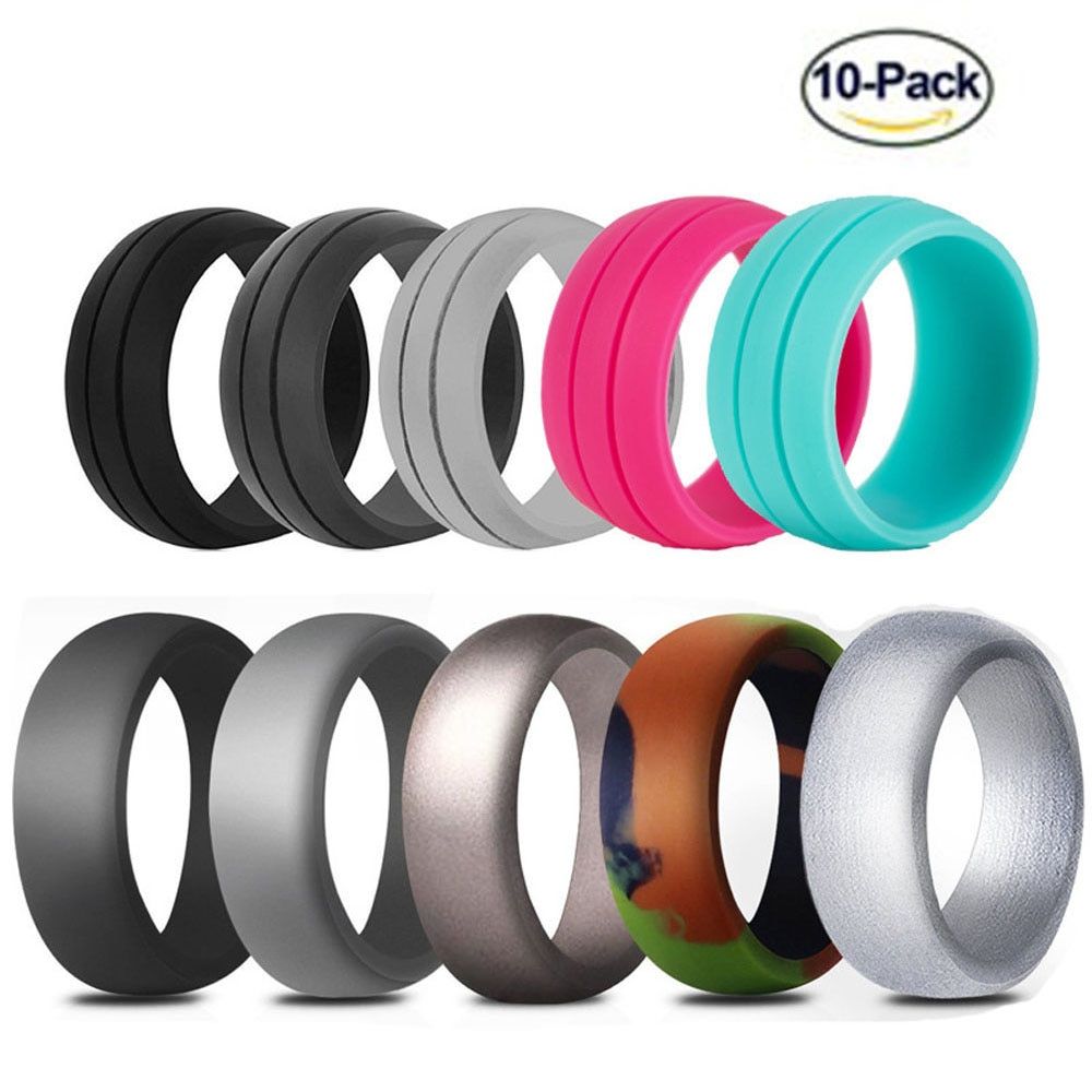 10pc/set Environmental Sports Silicone Ring For Men Flexible Hypoallergenic Crossfit Rubber Finger Ring Women Wedding Rings Gift