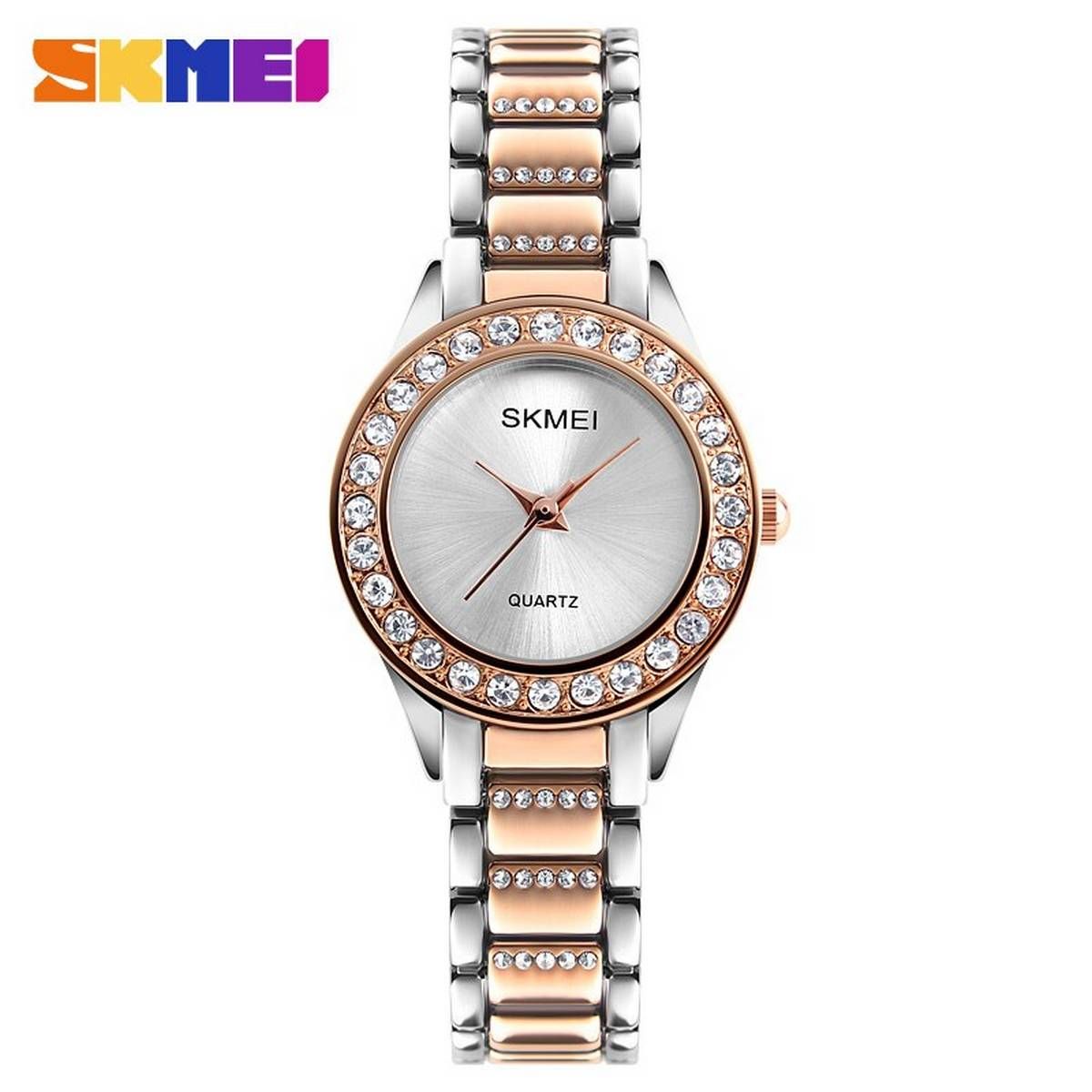 SKMEI Fashion Women Watches Luxury Stainless Steel Strap Quartz Watch Ladies 3bar Waterproof Wristwatches Relogio Feminino