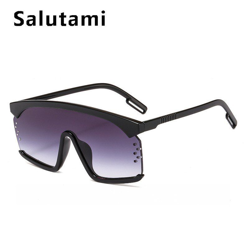 black grayOne Piece Square Pink Sunglasses For Women 2019 Luxury Brand Oversize Sun Glasses Men Half Frame Hole Chic Flat Eyewear Ins Hot