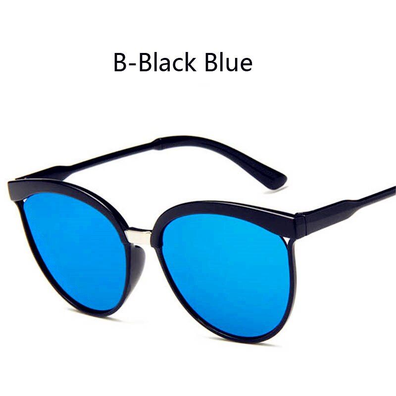 B-Black BlueHJYBBSN Cat Eye Women's Sunglasses Luxury Brand Vintage Mirror Sunglasses Shades for Women Trendy Modern Sun Glasses UV400