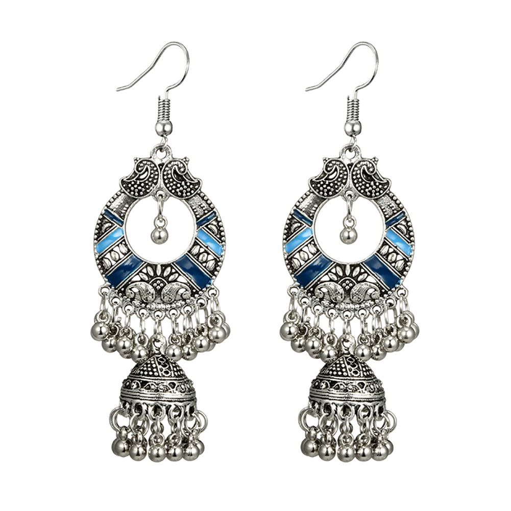 Retro Long Hollow Dangle Tassel Bells Hook Earrings Women Party Banquet Jewelry