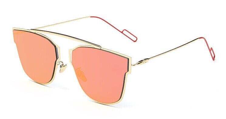 RedRunBird Candy Mirror Flat Panel Lens Sunglasses Women Metal Frame Coating Ladies Sun Glasses Brand Designer Lentes De Sol R546