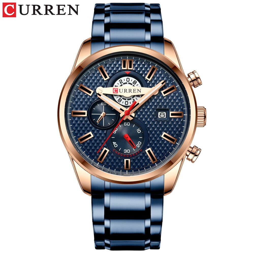 CURREN 8352 Fashion Creative Chronograph Men Watches Sports Business Wrist Watch Stainless Steel Quartz Male Clock Hombre【With Box】