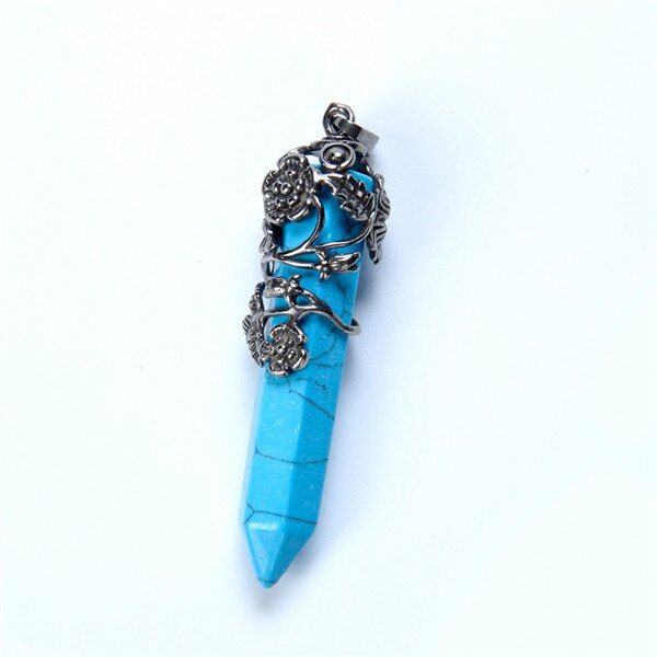 New Antique Flower Wire Wrap Geometry Pink Quartz Natural Stone Pendant for Necklace Choker Wholesale Retail Diy Jewelry