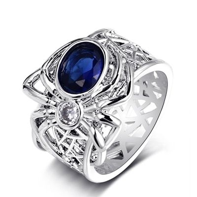 Bague Ringen Top Brand Spider Silver 925 jewelry Sapphire Gemstone Rings For Women Men's Vintage Punk Party jewelry Ring Gifts
