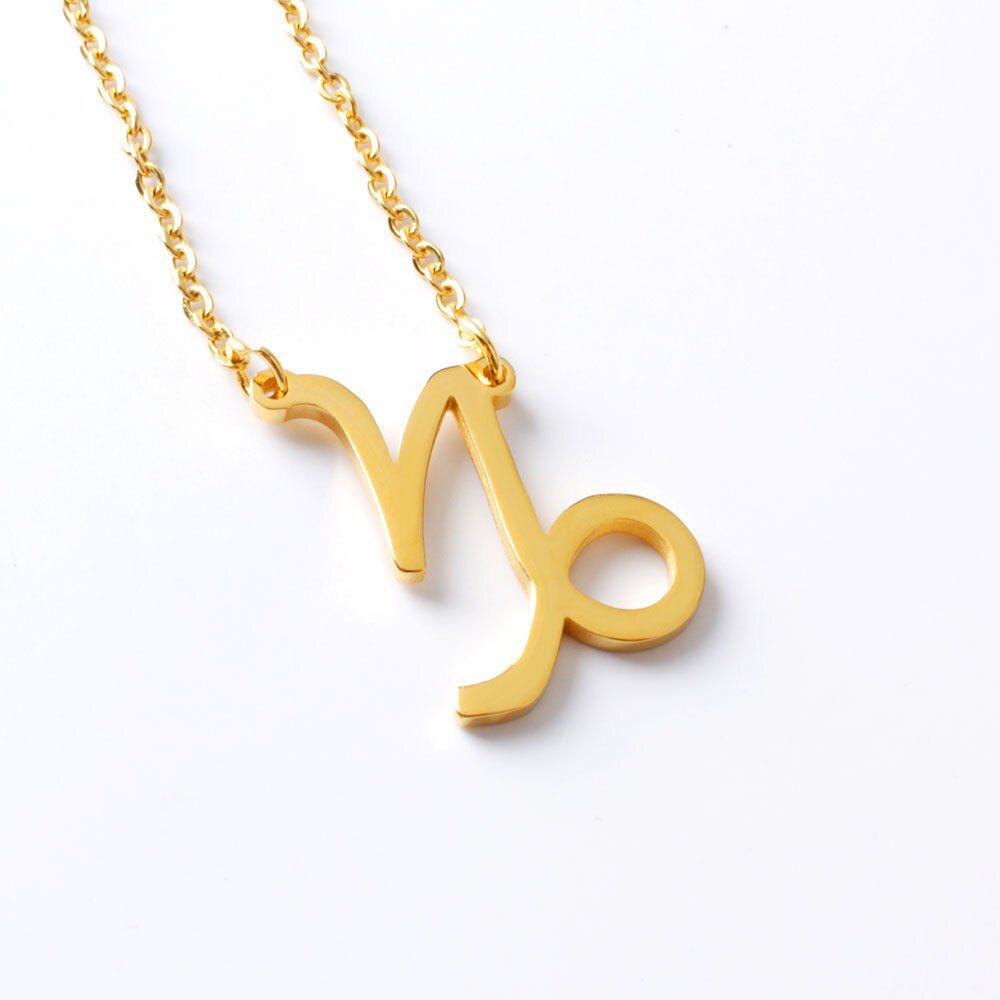 FINE4U 12 Zodiac Sign Pendant Necklace For Women 316L Stainless Steel Choker Necklaces For Birthday Gifts