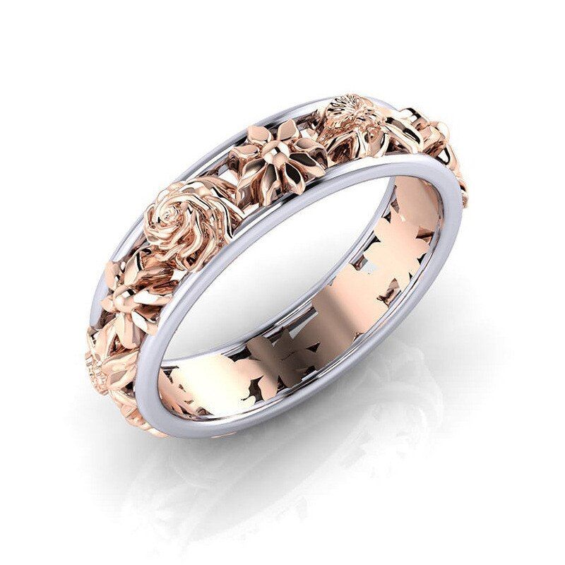Modyle New Hollow Flower Wedding Rings For Women Jewelry Bague Bijoux Rose Gold Color Femme Engagement Ring Dropshipping