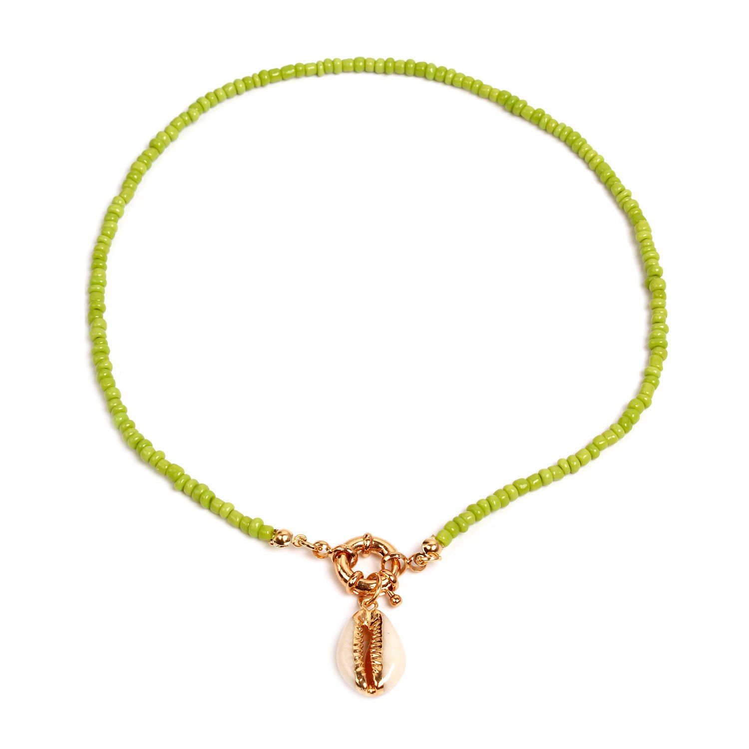 Bohemian Colorful Beaded Shell Pendant Necklace for Women Charming Beads Seashell Jewelry Beach Holiday Gifts