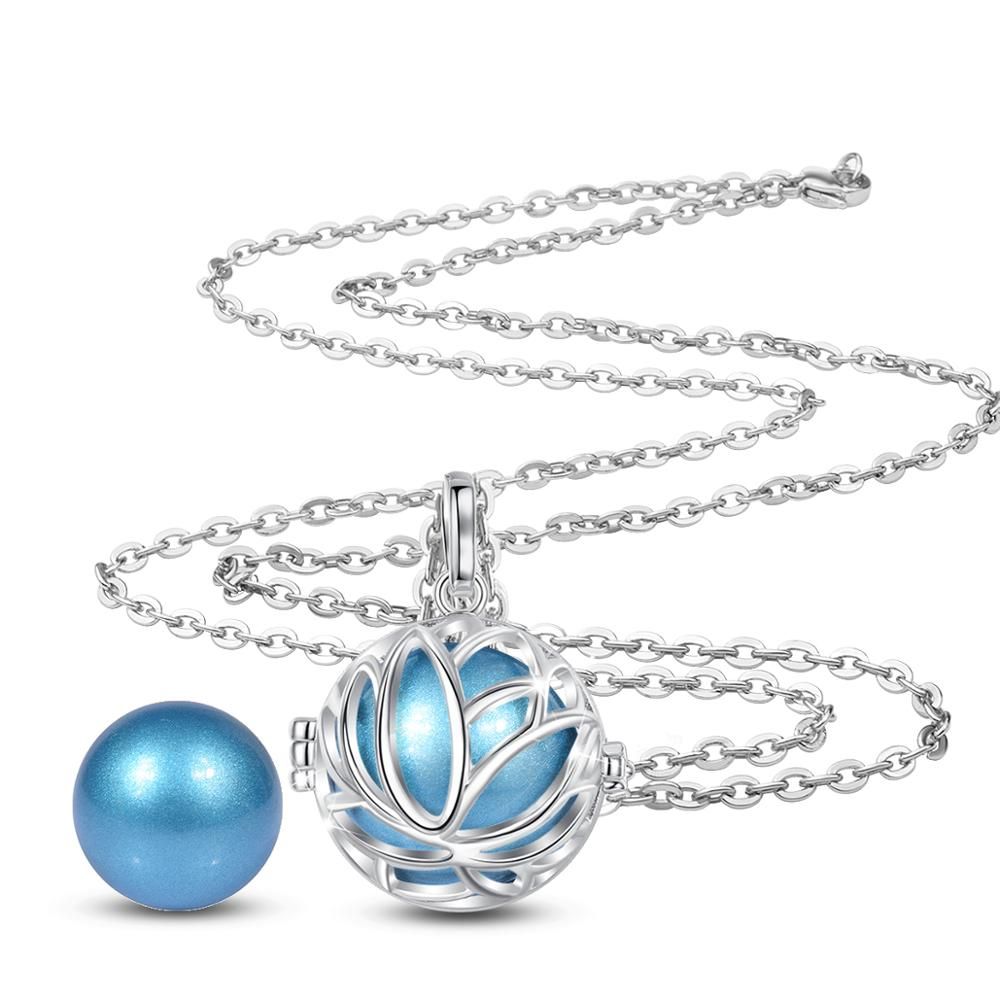 Eudora 20mm Unique Harmony Pregnancy ball Necklace Pregnancy bola ball pendant with lotus Flower cage new Jewelry with box K387