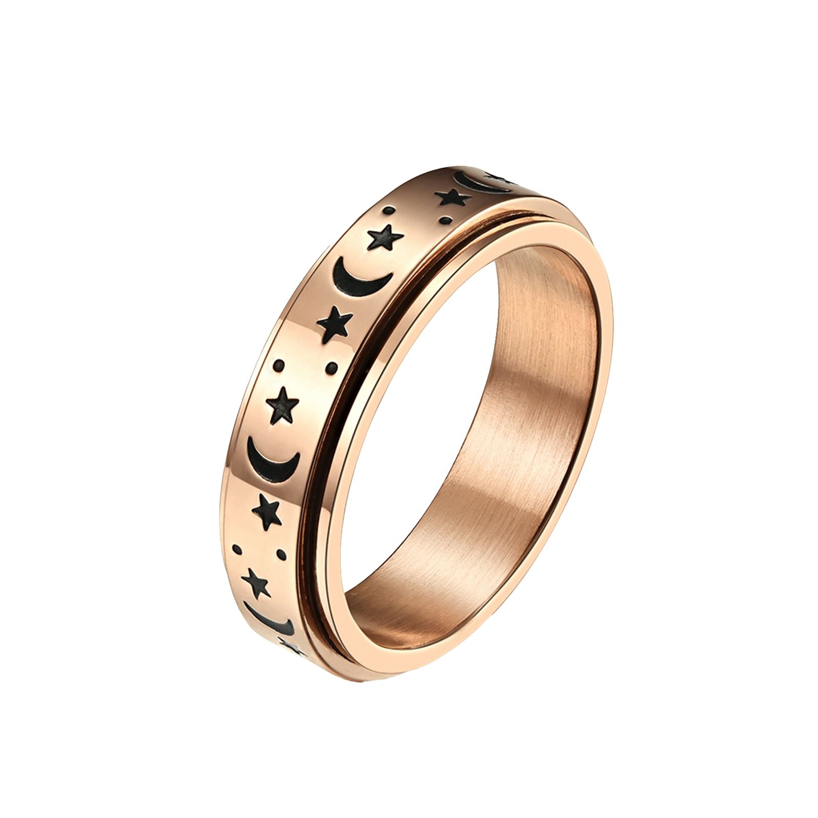 Wedding Ring Star Moon Rotatable Unisex Round Match Finger Ring for Dating