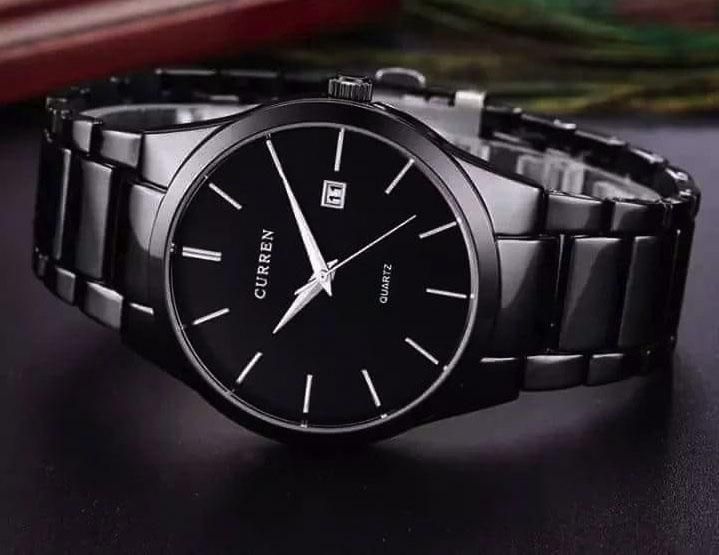 Stainless Steel Analog Watches for Men - Black
