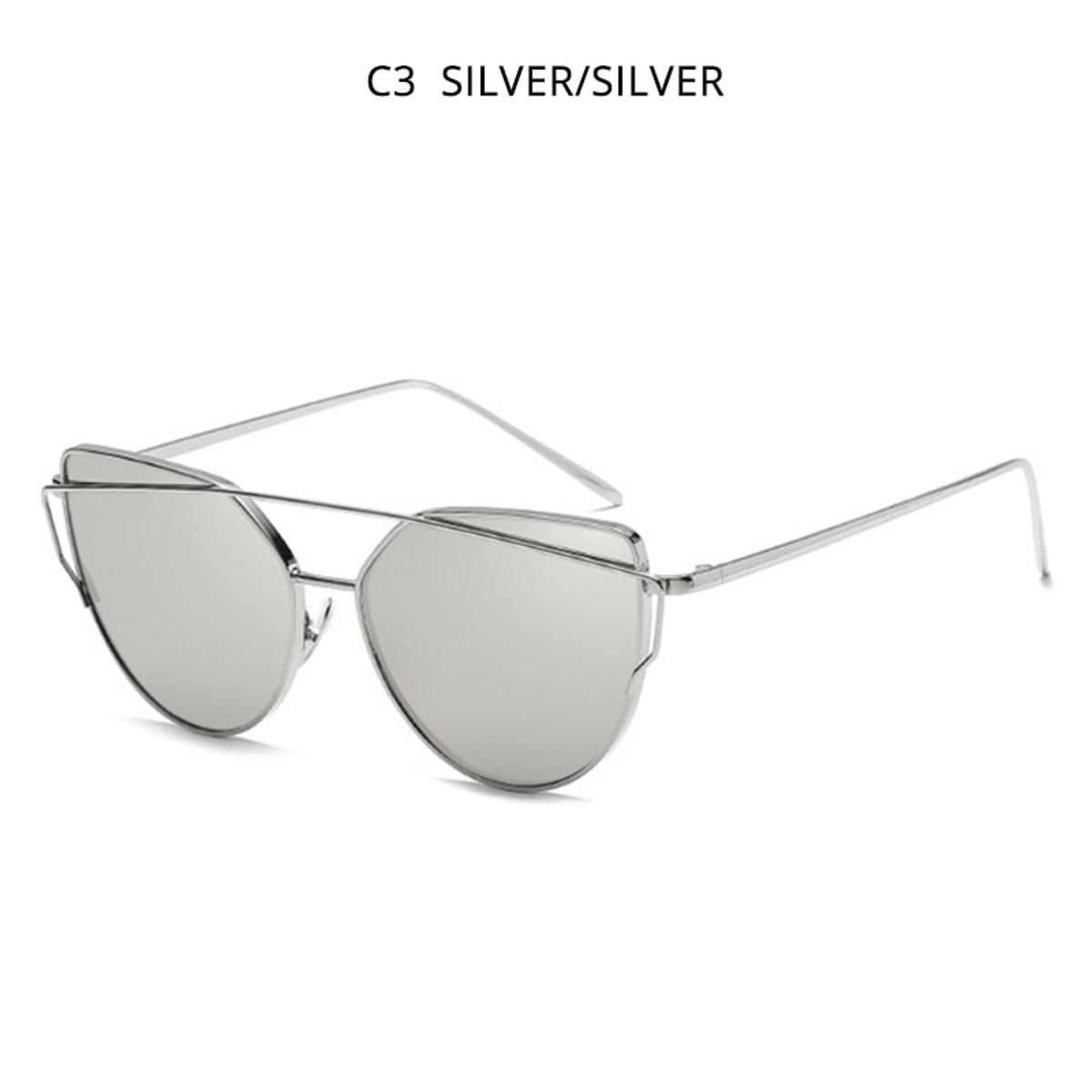 Silver SilverHOOBAN Classic Cat Eye Sunglasses Women 2020 Metal Big Cateye Sun Glasses For Ladies Vintage Mirror Shades Oculos UV400
