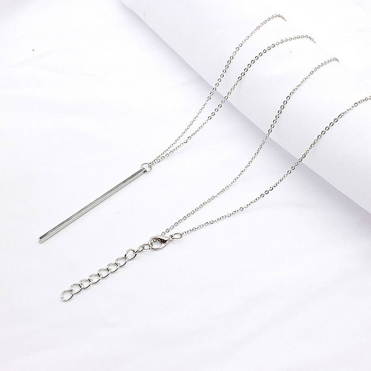 Simple long Stick Pendant Necklaces metal long Chain strip choker collana Kolye Bijoux Collares Mujer gargantilha Collier Femme(null)