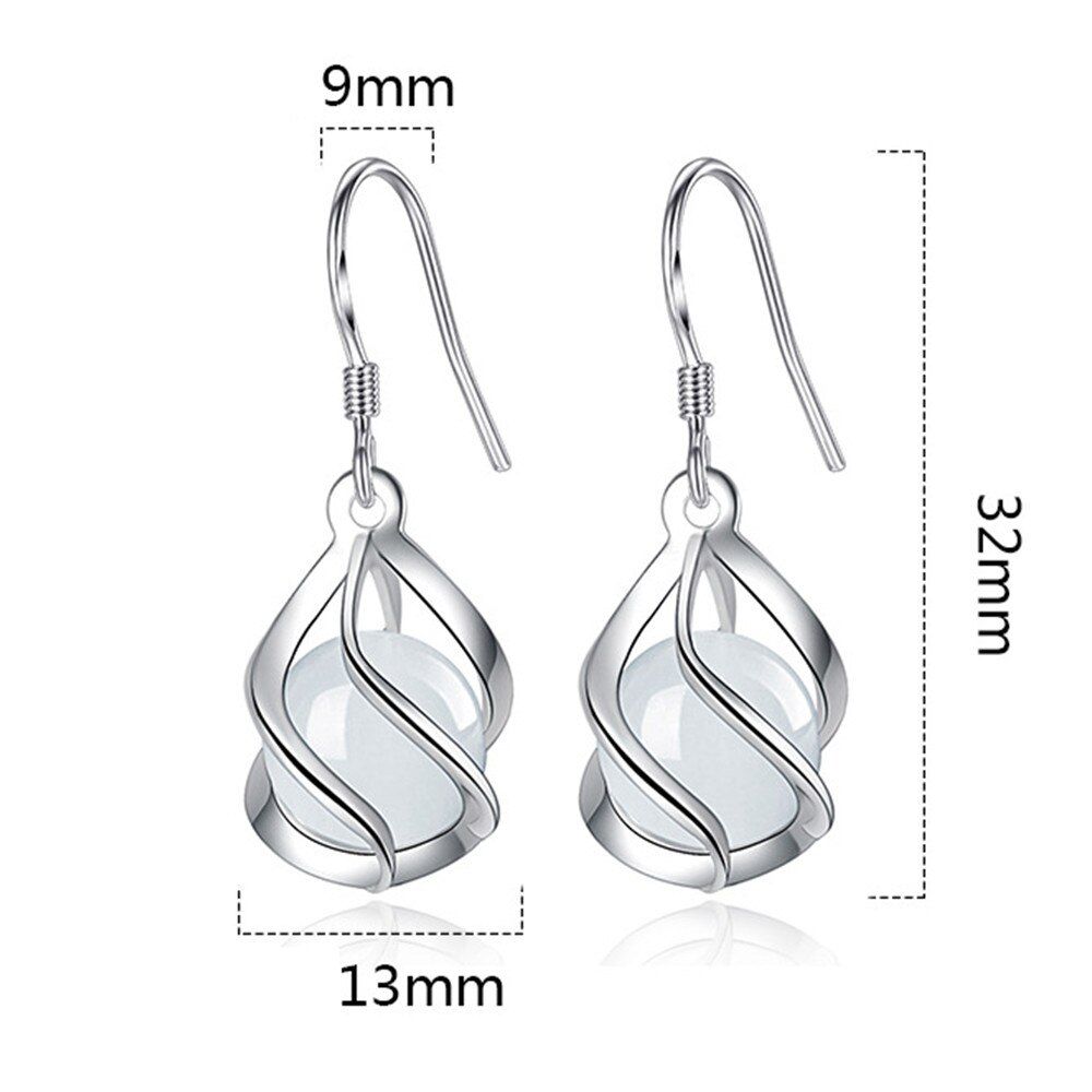Women's Fashion Jewelry Luminous Agate Stone Mid-length Round Earrings