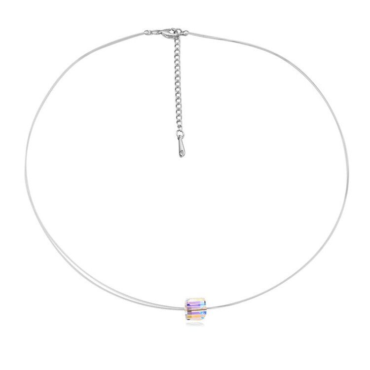 Labekaka New No Allergic Thin Transparent Chain Choker Necklaces With Square embellished With Crystal from Swarovski