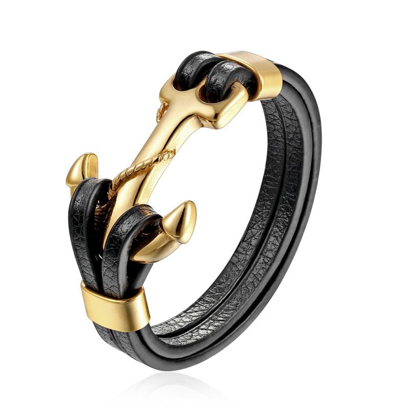 MKENDN Vikings Wolf Men Religions Bracelet Bangle & Steel Color Anchor Stitching Christian Jewelry