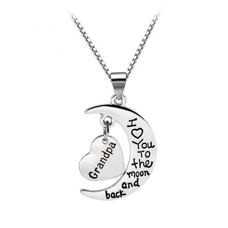 Family Pendant Necklace I Love You To The Moon&back Son Brother Daughter Sister Mom Dad Grandpa Grandma Uncle Aunt