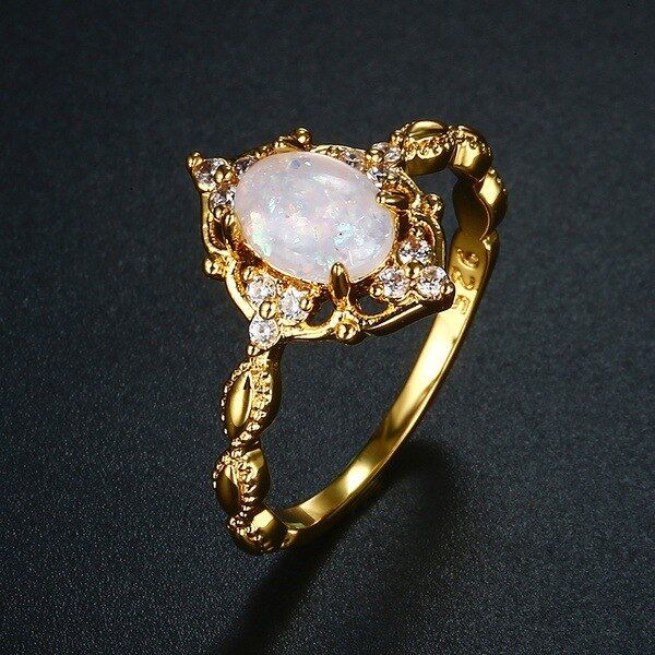 14K Gold Oval Diamond Ring S925 Bague Gemstone Bizuteria Jewelry Ring for Women white Topaz Silver Color 925 Ring with box