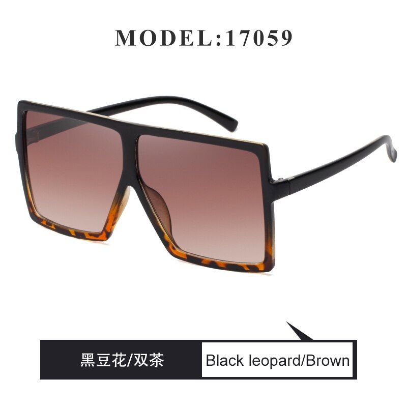 Black Demi Brown2020 Fashion Oversized Sunglasses Women Retro Big Frame Flat Top Shades Square Sun Glasses Brand Vintage UV400