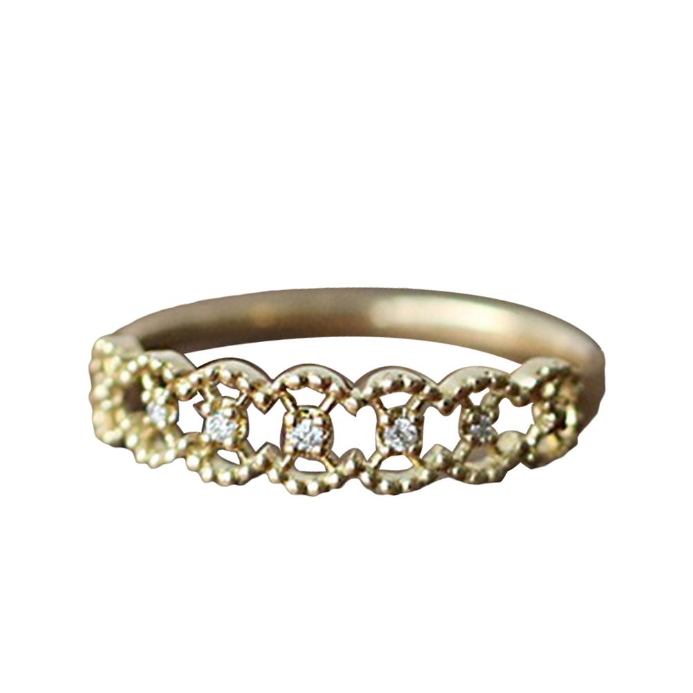 Fashion Rhinestone Inlaid Hollow Finger Ring Women Wedding Party Jewelry Gift