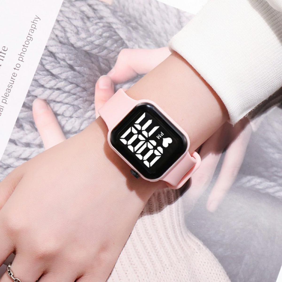 LED Watch Large Screen LED Bracelet Button Watch Square Waterproof Watch