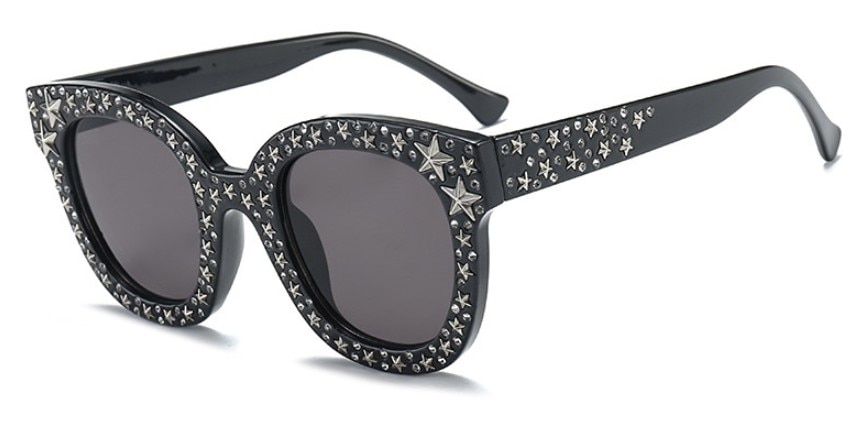 C1 black gray45298 Ladies G Luxury Crystal Pentagram Decoration Sunglasses Women Brand Glasses Designer Female Shades UV Protection