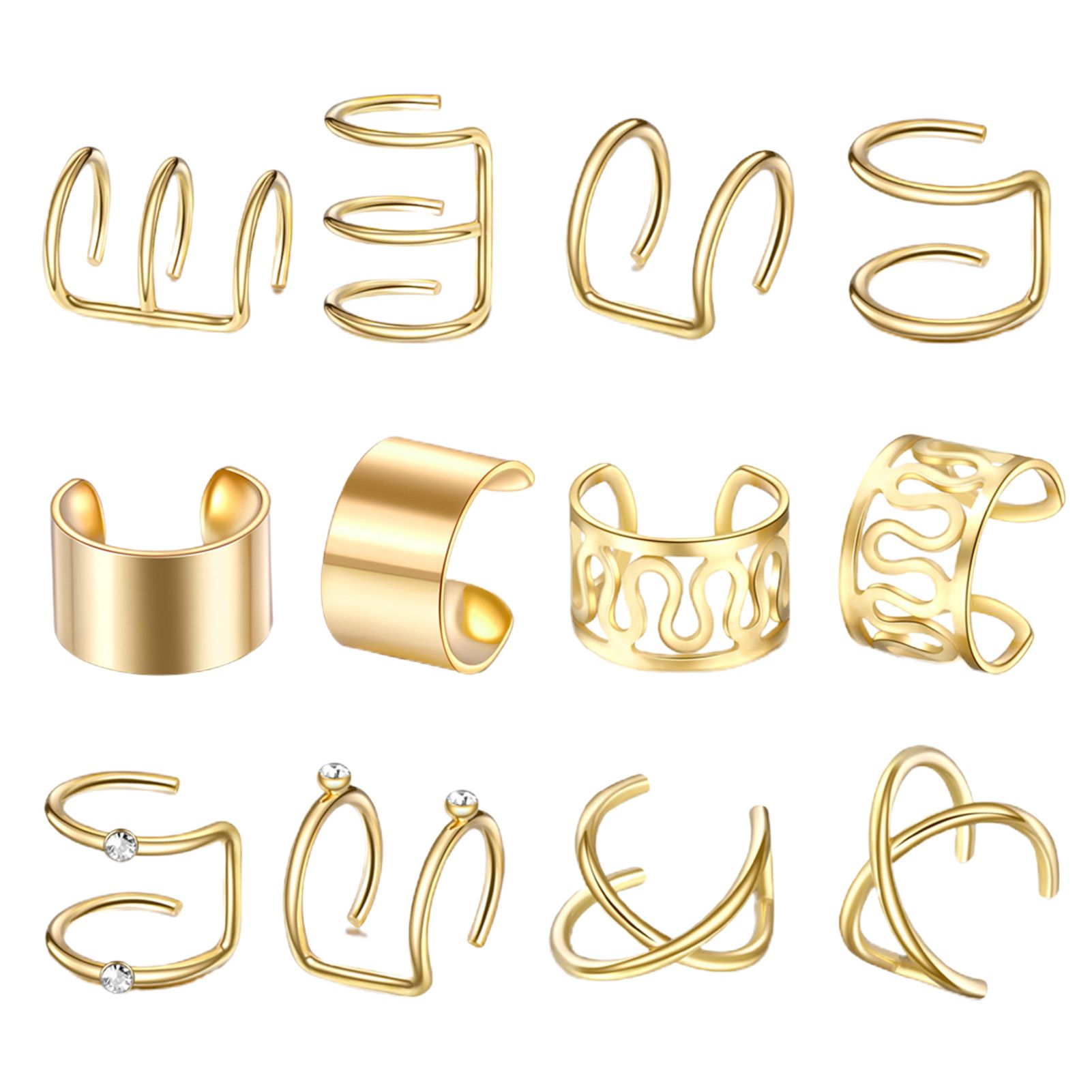 12Pcs Women Earrings Nightclub Pierced Free Ear Clips Jewelry Gift