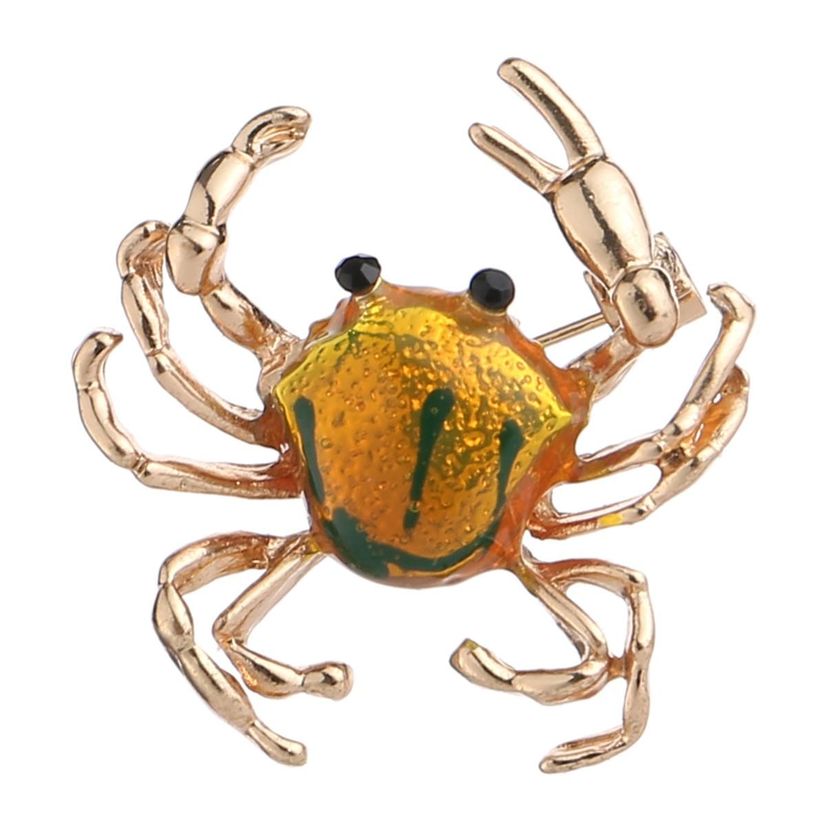 Women Crab Shape Enamel Brooch Pin Shirt Sweater Neck Clip Backpack Badge