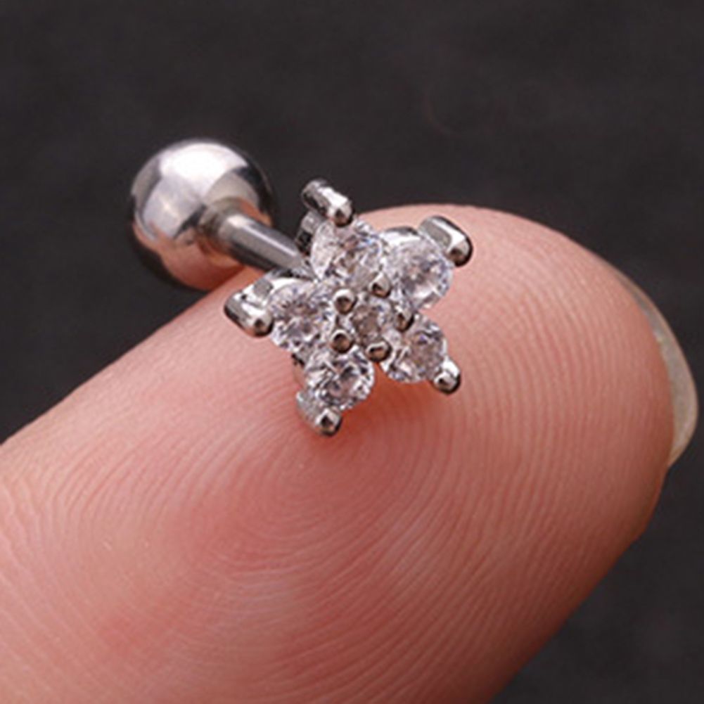 1Pc Women Inlaid Sun Star Moon Cross Helix Ear Stud Jewelry