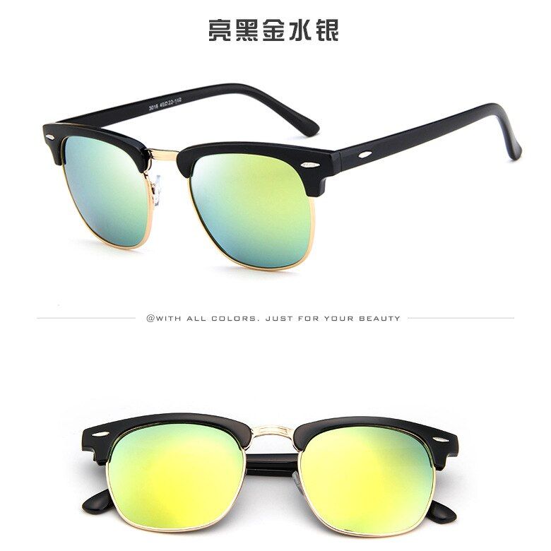 32021 men Sunglasses Women Driving Mirrors vintage For Women Reflective flat lens Rays Sun Glasses Female oculos UV400