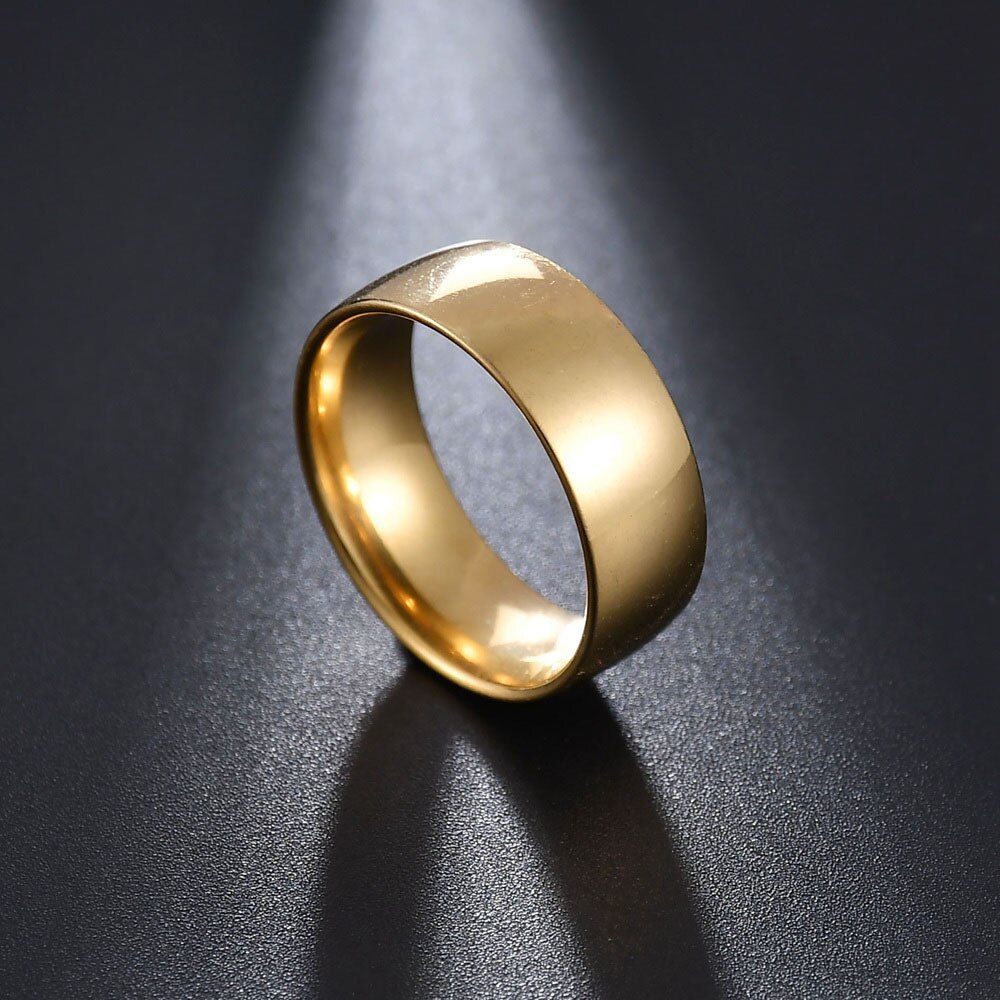 MeMolissa Jewelry 8mm Stainless Steel Smooth Ring Simple Style Wedding Bands For Lovers Gift Extra Size