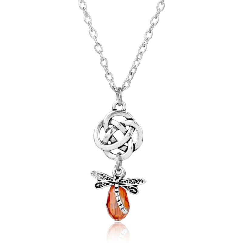 Elegant Choker Necklace Outlander Celtics Knot Dragonfly Scottish thistle flower Pendant Necklaces Women's Fashion Jewelry Gift