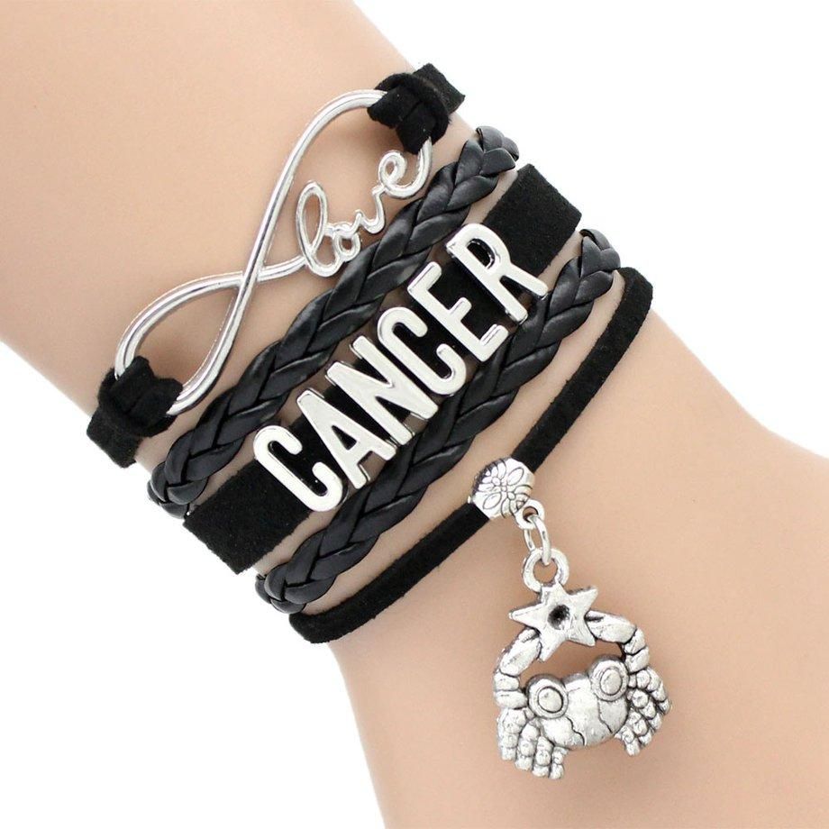 12 Constellation Zodiac PU Leather Bracelet Handmade Letter Pendant Bracelets