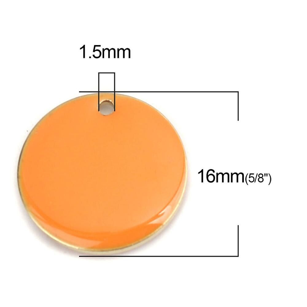 DoreenBeads Hot Fashion Copper Enamelled Sequins Pendant Charms Colorful Round Jewelry DIY Findings 16mm Dia., 10 PCs