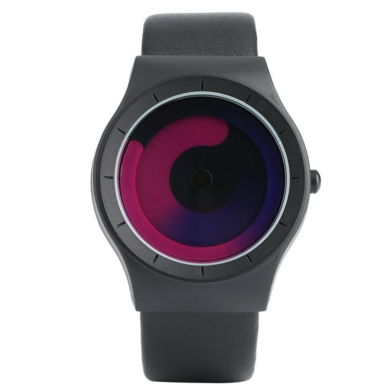 2018  Arrival Men Watch Leather Black Watches Wrist Creative Turntable Vortex Style Male Clock Fashion Valentine's Gifts Hour