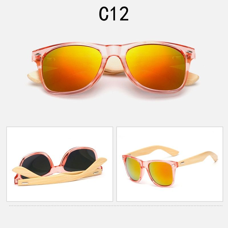 2-KP1501-C12Wood Sunglasses Men Women Square Bamboo Women for Women Men Mirror Sun Glasses Oversize Retro De Sol Masculino Handmade