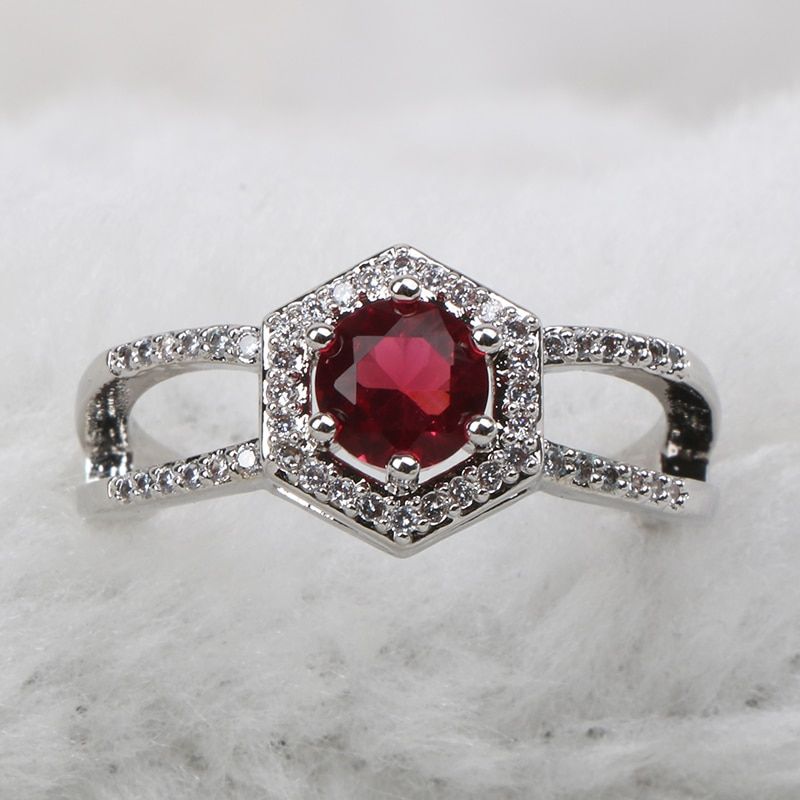 Bague Ringen Ruby Ring for Women Geometry design Silver 925 Jewelry Round Gemstone Female Engagement Fine Jewelry Ring Wholesale