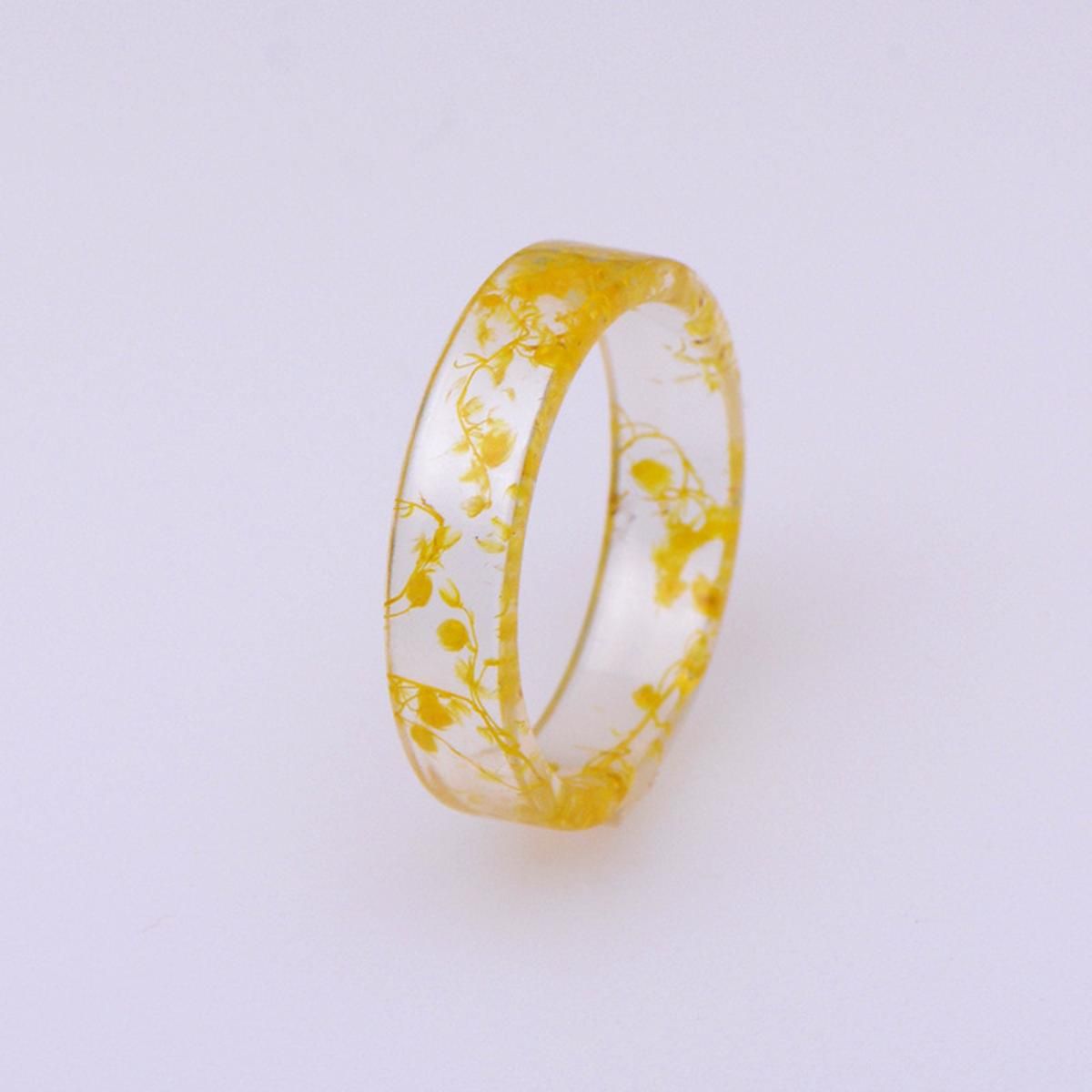 8 colors DIY Dried Flowers Epoxy Ring Transparent Resin Ring Party Jewelry Cute Resin Rings For Women Romantic Gifts
