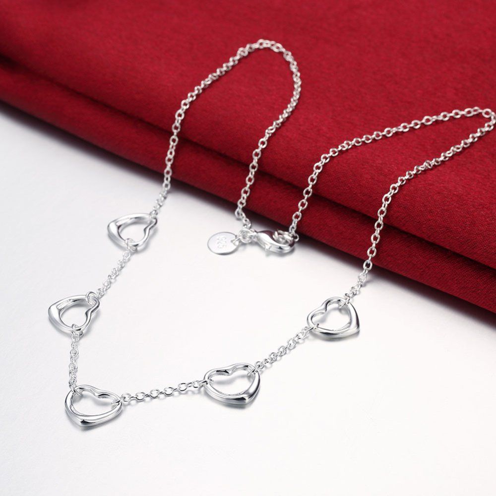 wholesale Charms Heart love silver color women necklace jewelry lady fashion cute wedding necklace jewelry Christmas gifts N121